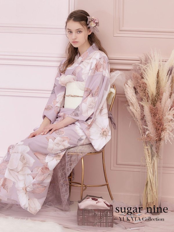 画像2: 【即日発送】【浴衣】大人スウィートフラワー薔薇ローズ浴衣【浴衣３点セット浴衣/帯/下駄】[YMT] (2)