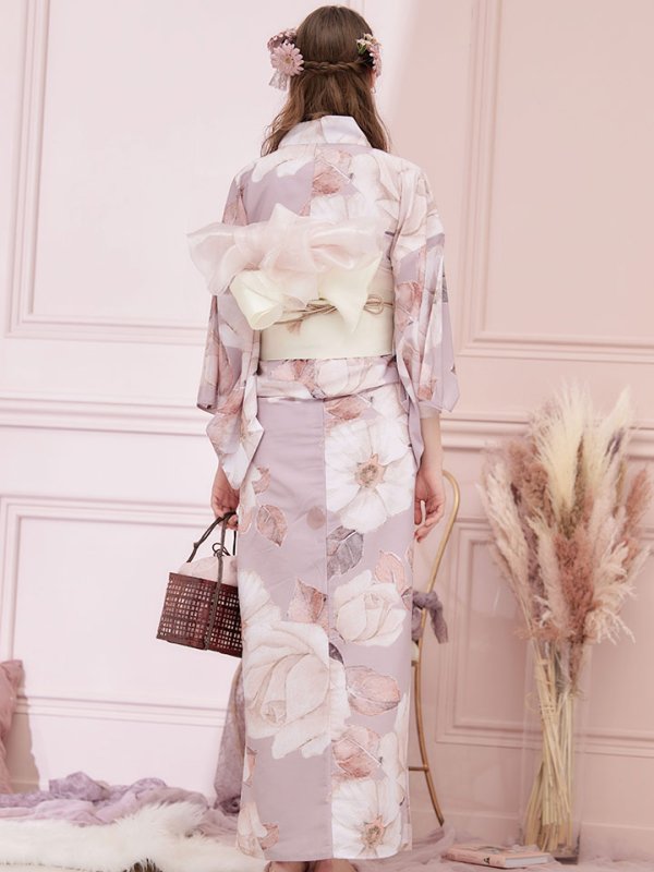 画像8: 【即日発送】【浴衣】大人スウィートフラワー薔薇ローズ浴衣【浴衣３点セット浴衣/帯/下駄】[YMT] (8)