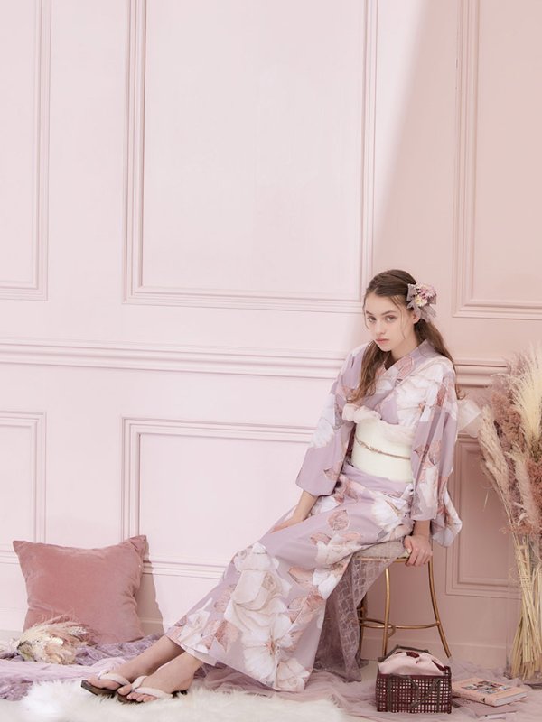 画像9: 【即日発送】【浴衣】大人スウィートフラワー薔薇ローズ浴衣【浴衣３点セット浴衣/帯/下駄】[YMT] (9)