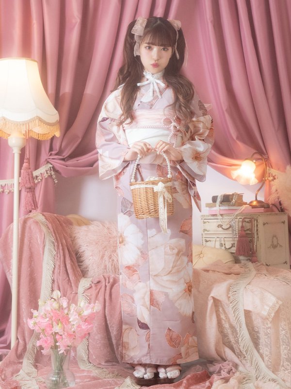 画像4: 【即日発送】【浴衣】大人スウィートフラワー 薔薇 ローズ 浴衣  【浴衣３点セット 浴衣/帯/下駄】[YMT] (4)