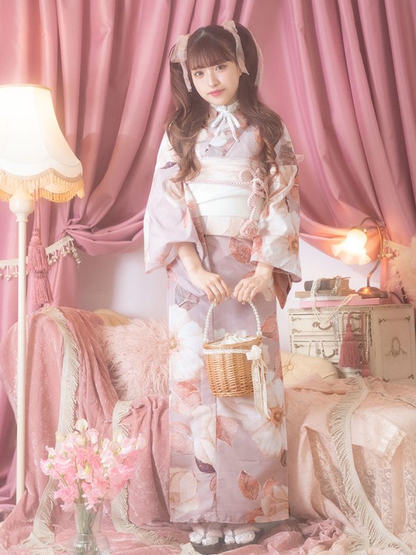 画像5: 【即日発送】【浴衣】大人スウィートフラワー 薔薇 ローズ 浴衣  【浴衣３点セット 浴衣/帯/下駄】[YMT] (5)