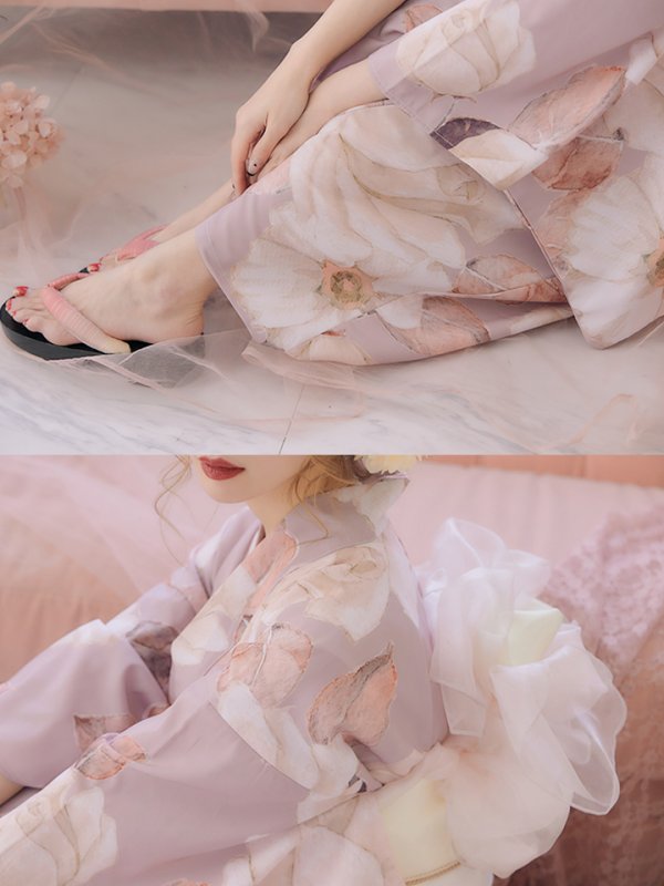 画像11: 【即日発送】【浴衣】大人スウィートフラワー薔薇ローズ浴衣【浴衣３点セット浴衣/帯/下駄】[YMT] (11)