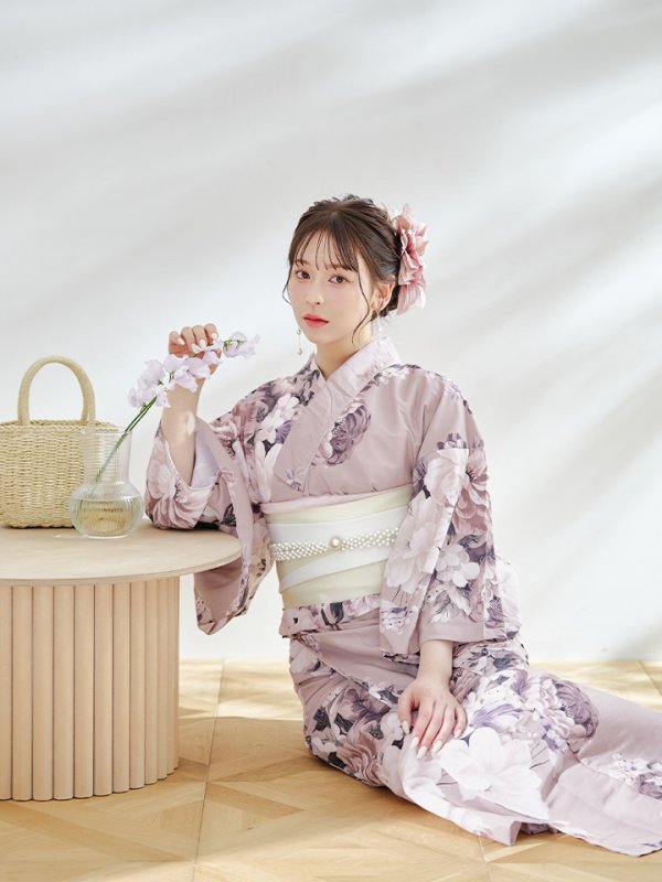 画像10: 【即日発送】【浴衣】大人スウィートフラワー 牡丹柄 浴衣  【浴衣３点セット 浴衣/帯/下駄】[YMT] (10)