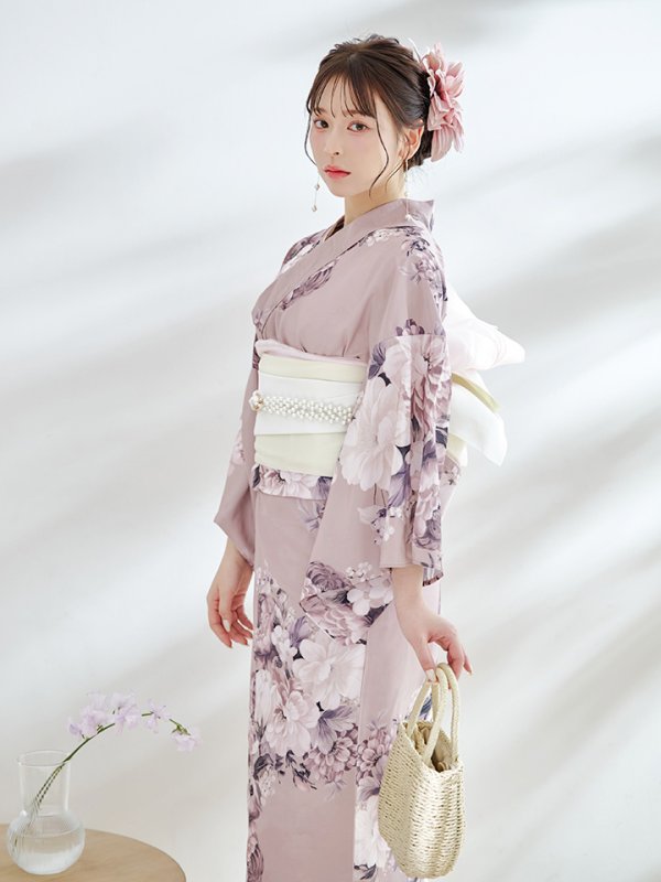 画像2: 【即日発送】【浴衣】大人スウィートフラワー 牡丹柄 浴衣  【浴衣３点セット 浴衣/帯/下駄】[YMT] (2)