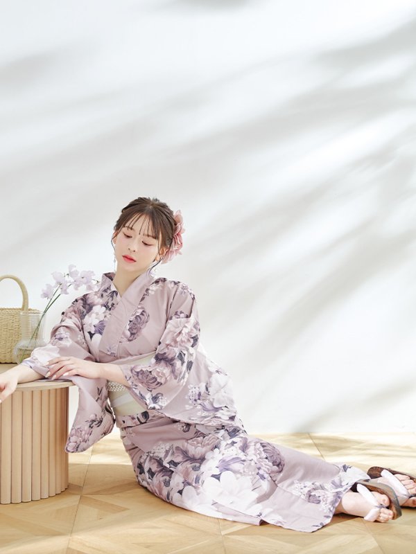 画像3: 【即日発送】【浴衣】大人スウィートフラワー 牡丹柄 浴衣  【浴衣３点セット 浴衣/帯/下駄】[YMT] (3)