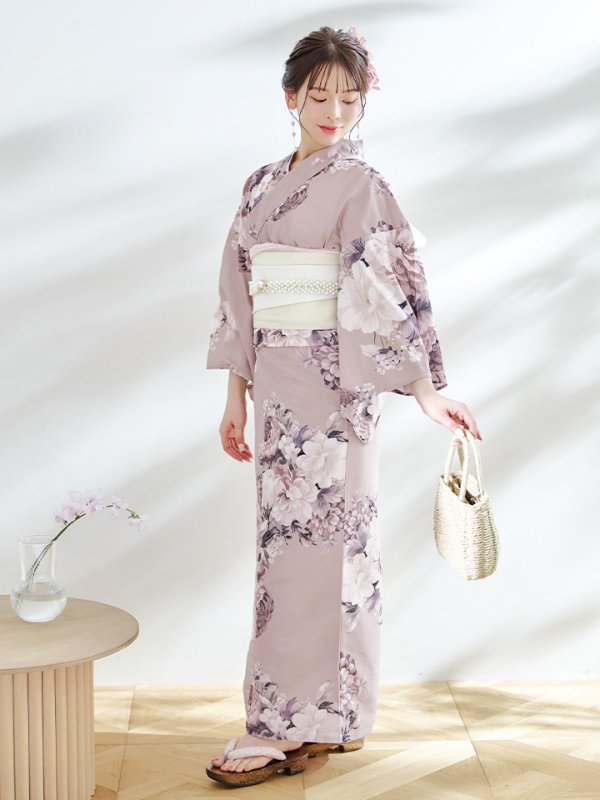 画像4: 【即日発送】【浴衣】大人スウィートフラワー 牡丹柄 浴衣  【浴衣３点セット 浴衣/帯/下駄】[YMT] (4)