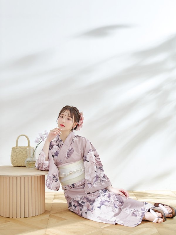 画像5: 【即日発送】【浴衣】大人スウィートフラワー 牡丹柄 浴衣  【浴衣３点セット 浴衣/帯/下駄】[YMT] (5)