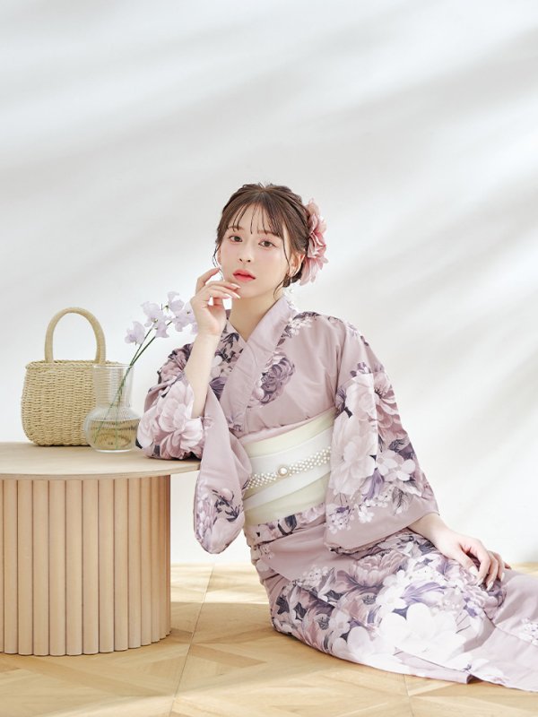 画像8: 【即日発送】【浴衣】大人スウィートフラワー 牡丹柄 浴衣  【浴衣３点セット 浴衣/帯/下駄】[YMT] (8)
