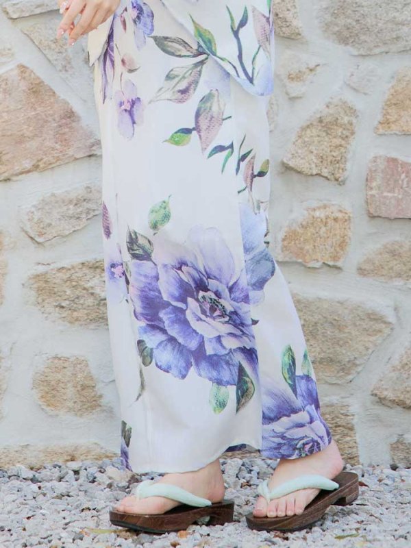 画像7: 【即日発送】【浴衣】白地に水彩牡丹のクラシック浴衣 グラデーション帯 【浴衣３点セット 浴衣/帯/下駄】[YMT] (7)