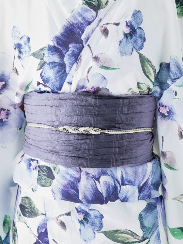 画像5: 【即日発送！】【浴衣】白地に水彩牡丹のクラシック浴衣 グラデーション帯 【浴衣３点セット 浴衣/帯/下駄】[YMT] (5)