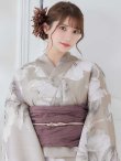 画像5: ベージュ地にアネモネの大人花浴衣 OBI-siwa-200-kj-9-BR / HIMO-900-yn-7-MOC  / HEKO-800-sb-5-W / GETA-02-ok-2-IV [YMT] (5)