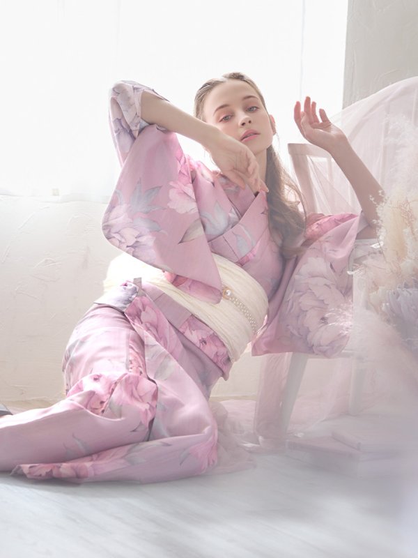 画像16: 【即日発送】【浴衣】大人スウィート/ピンク地に大柄牡丹浴衣[YMT] (16)