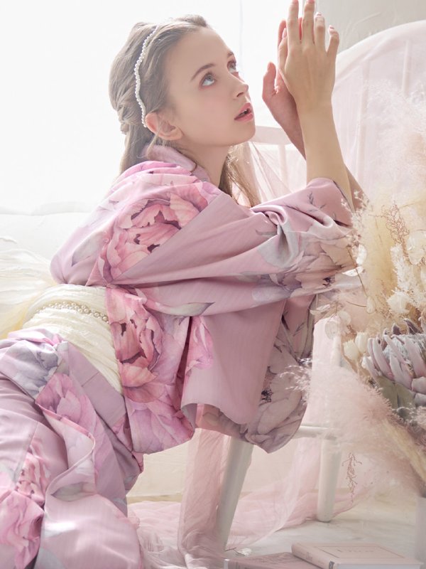 画像18: 【即日発送】【浴衣】大人スウィート/ピンク地に大柄牡丹浴衣[YMT] (18)