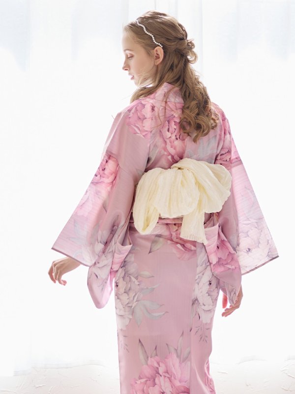 画像23: 【即日発送】【浴衣】大人スウィート/ピンク地に大柄牡丹浴衣[YMT] (23)