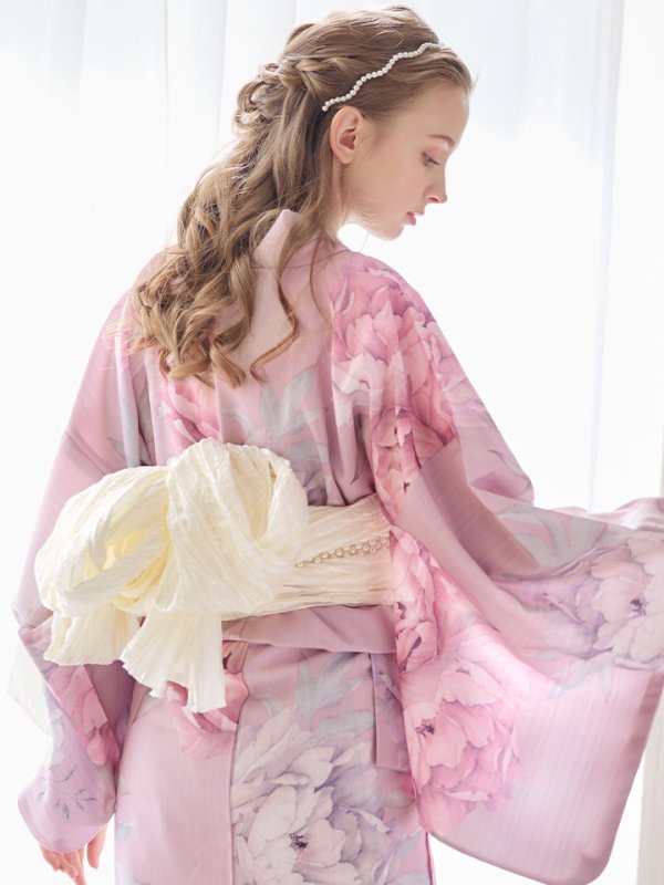 画像25: 【即日発送】【浴衣】大人スウィート/ピンク地に大柄牡丹浴衣[YMT] (25)