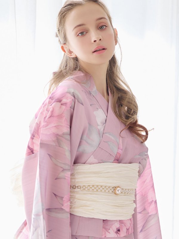 画像5: 【即日発送】【浴衣】大人スウィート/ピンク地に大柄牡丹浴衣[YMT] (5)