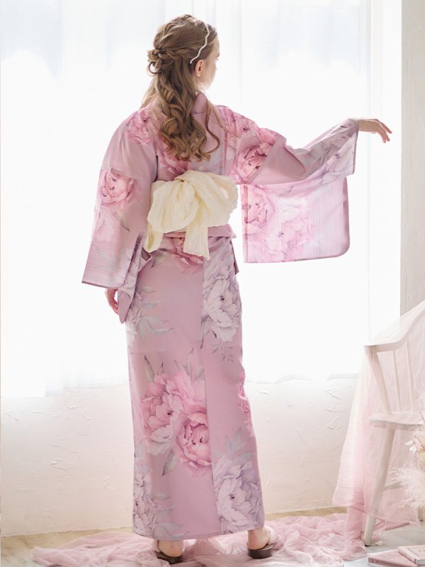 画像8: 【即日発送】【浴衣】大人スウィート/ピンク地に大柄牡丹浴衣[YMT] (8)