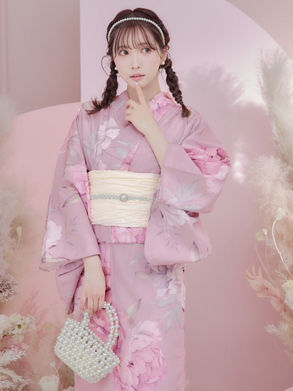 画像5: 【即日発送】【浴衣】大人スウィート/ピンク地に大柄牡丹浴衣[OF04] (5)