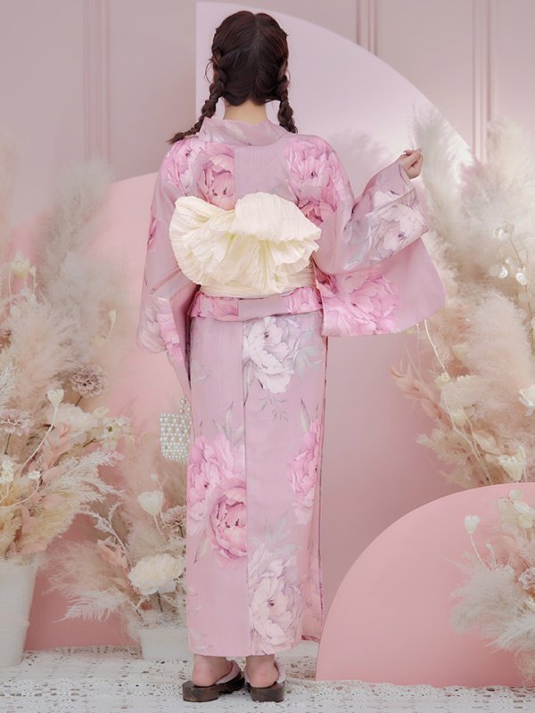 画像14: 【即日発送】【浴衣】大人スウィート/ピンク地に大柄牡丹浴衣[OF04] (14)