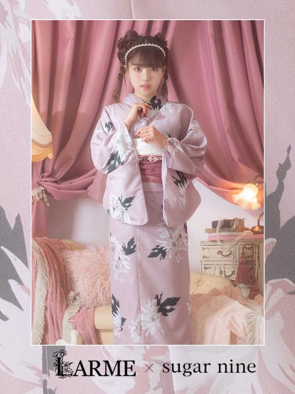 画像1: 【即日発送】【浴衣セール！】【浴衣】 くすみピンク地xニュアンスフラワー 牡丹柄 浴衣【浴衣３点セット 浴衣/帯/下駄】[YMT] (1)