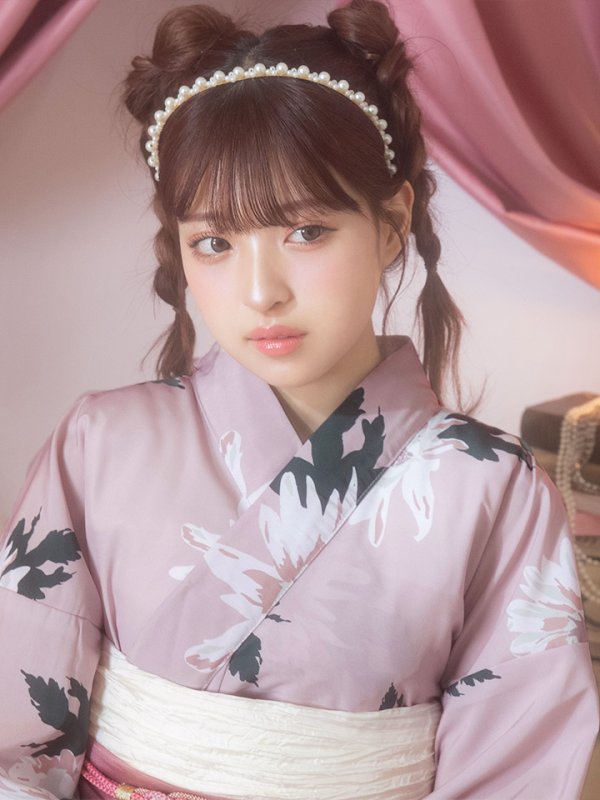 画像13: 【即日発送】【浴衣セール！】【浴衣】 くすみピンク地xニュアンスフラワー 牡丹柄 浴衣【浴衣３点セット 浴衣/帯/下駄】[YMT] (13)