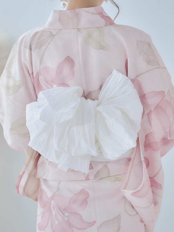 画像6: 【即日発送！】【浴衣】大人スウィート/ピンク地x百合浴衣  【浴衣３点セット 浴衣/帯/下駄】[FB02] (6)