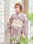 画像10: 【浴衣セール！】【即日発送】 ブラウン地xシルエットフラワー 牡丹柄浴衣【浴衣３点セット 浴衣/帯/下駄】[YMT] (10)