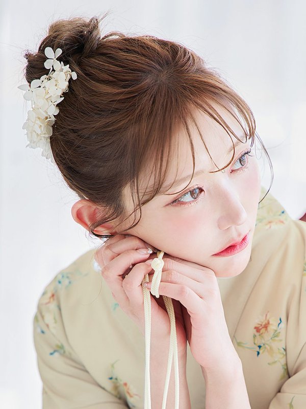 画像6: 【即日発送】【浴衣セール！】ベージュ地×小花柄浴衣  【浴衣３点セット 浴衣/帯/下駄】[YMT] (6)