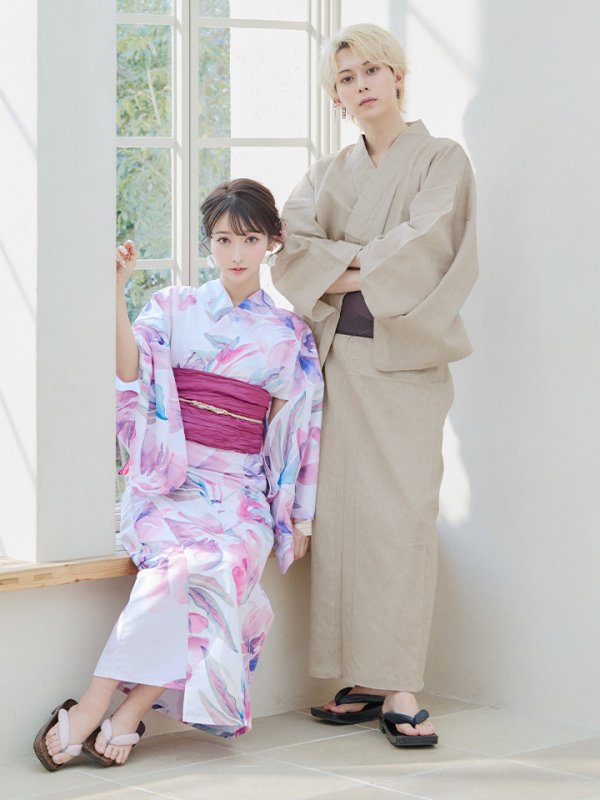 画像14: 【即日発送】大人スウィート/水彩フラワー 牡丹柄 浴衣  【浴衣３点セット 浴衣/帯/下駄】[YMT] (14)