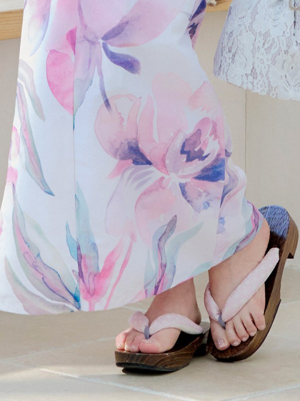 画像7: 【即日発送】大人スウィート/水彩フラワー 牡丹柄 浴衣  【浴衣３点セット 浴衣/帯/下駄】[YMT] (7)