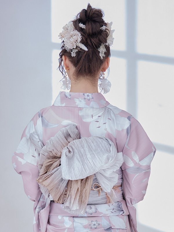 画像6: 【即日発送】【浴衣セール！】【浴衣】大人スウィート/ ピンク地に百合の大人浴衣  【浴衣３点セット 浴衣/帯/下駄】[YMT] (6)