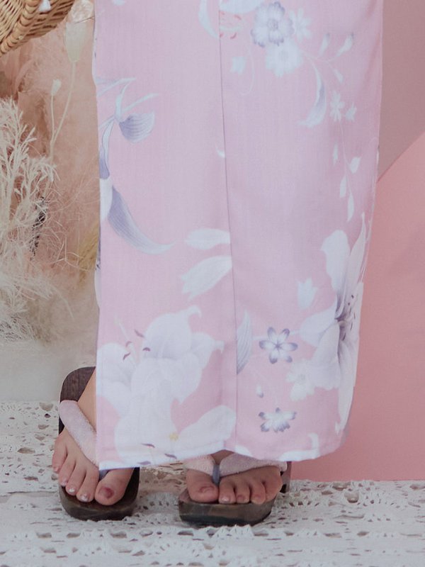 画像7: 【即日発送】【浴衣セール！】【浴衣】大人スウィート/ピンク地に百合の大人浴衣【浴衣３点セット 浴衣/帯/下駄】[YMT] (7)