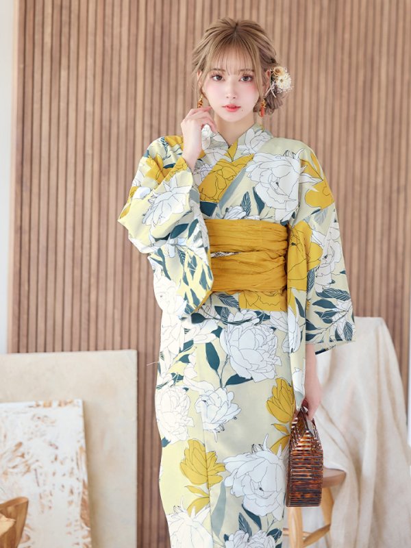 画像13: 【即日発送】レトロモダン牡丹浴衣【浴衣３点セット 浴衣/帯/下駄】[YMT] (13)