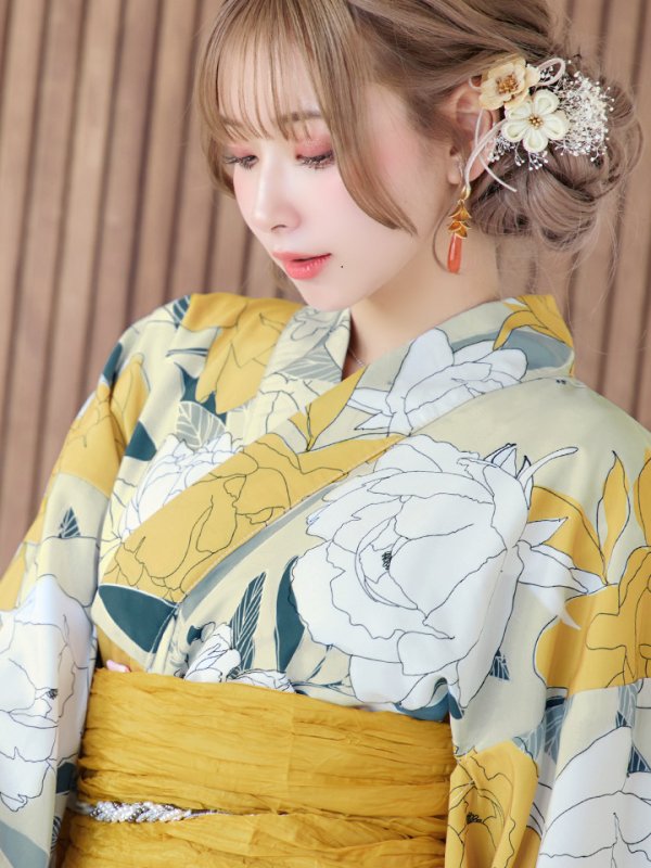 画像5: 【即日発送】レトロモダン牡丹浴衣【浴衣３点セット 浴衣/帯/下駄】[YMT] (5)