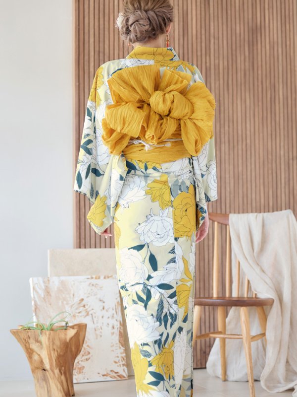 画像7: 【即日発送】レトロモダン牡丹浴衣【浴衣３点セット 浴衣/帯/下駄】[YMT] (7)