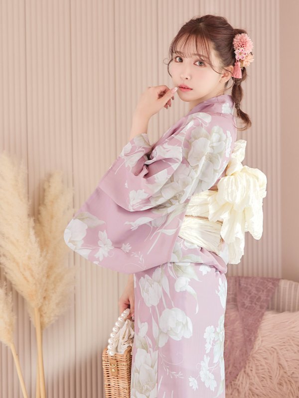 画像11: 【即日発送】【浴衣セール！】【浴衣】大胆な牡丹が咲き誇るピンク地浴衣  【浴衣３点セット 浴衣/帯/下駄】[YMT] (11)