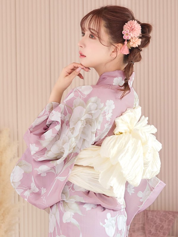 画像12: 【即日発送】【浴衣セール！】【浴衣】大胆な牡丹が咲き誇るピンク地浴衣  【浴衣３点セット 浴衣/帯/下駄】[YMT] (12)