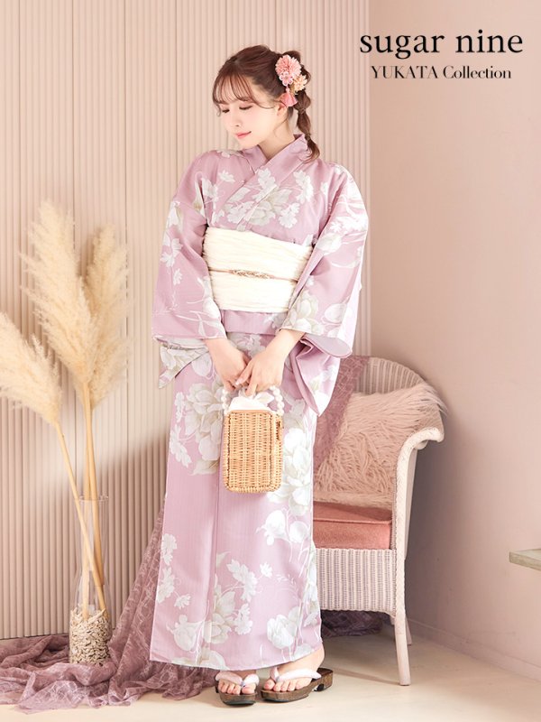 画像2: 【即日発送】【浴衣セール！】【浴衣】大胆な牡丹が咲き誇るピンク地浴衣  【浴衣３点セット 浴衣/帯/下駄】[YMT] (2)