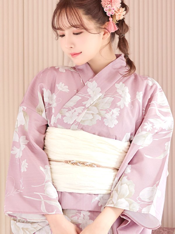 画像5: 【即日発送】【浴衣セール！】【浴衣】大胆な牡丹が咲き誇るピンク地浴衣  【浴衣３点セット 浴衣/帯/下駄】[YMT] (5)