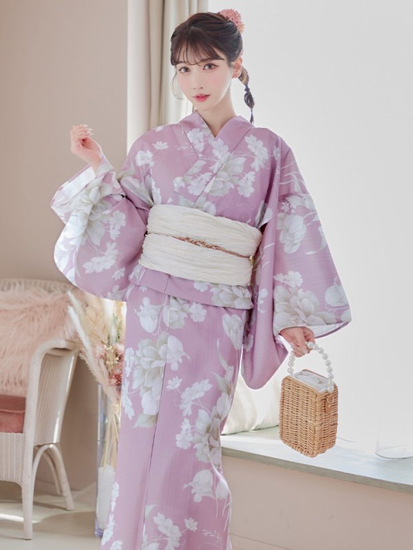 画像2: 【即日発送】【浴衣セール！】【浴衣】大胆な牡丹が咲き誇るピンク地浴衣  【浴衣３点セット 浴衣/帯/下駄】[YMT] (2)