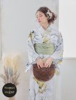 画像2: 【即日発送】イエローフラワーと木蓮浴衣  【浴衣３点セット 浴衣/帯/下駄】[YMT] (2)