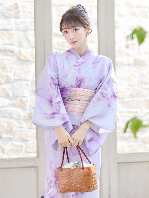 画像13: 【即日発送】【浴衣】ストライプ地 /グラデーション木蓮浴衣  【浴衣３点セット 浴衣/帯/下駄】[YMT] (13)