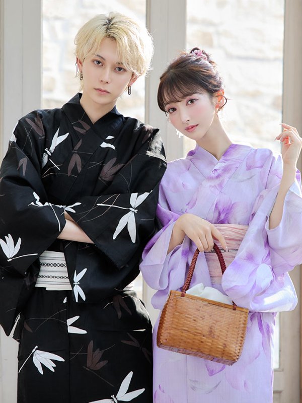 画像15: 【即日発送】【浴衣】ストライプ地 /グラデーション木蓮浴衣  【浴衣３点セット 浴衣/帯/下駄】[YMT] (15)