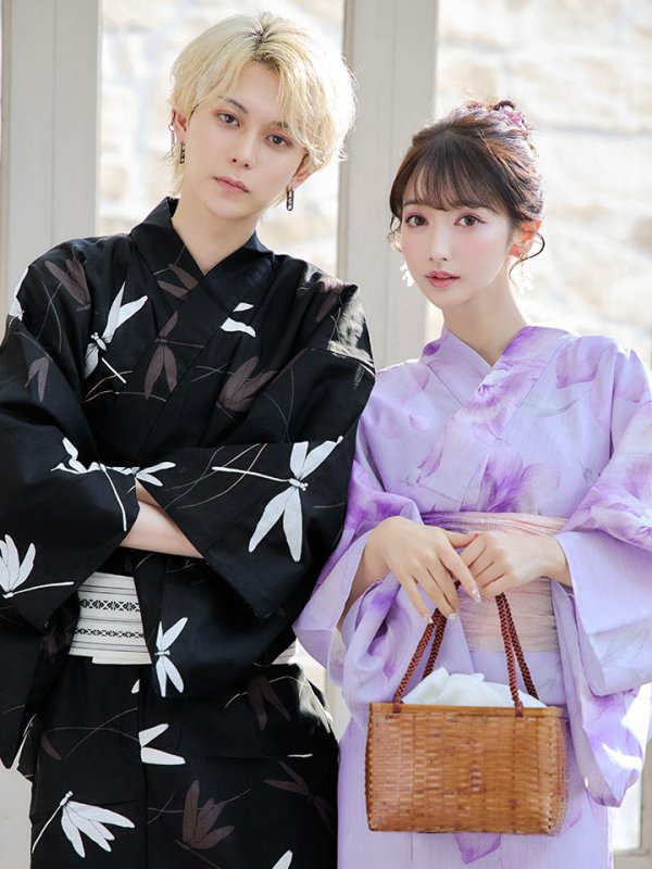 画像16: 【即日発送】【浴衣】ストライプ地 /グラデーション木蓮浴衣  【浴衣３点セット 浴衣/帯/下駄】[YMT] (16)