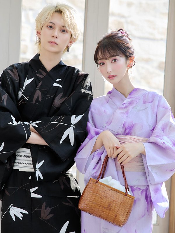 画像17: 【即日発送】【浴衣】ストライプ地 /グラデーション木蓮浴衣  【浴衣３点セット 浴衣/帯/下駄】[YMT] (17)