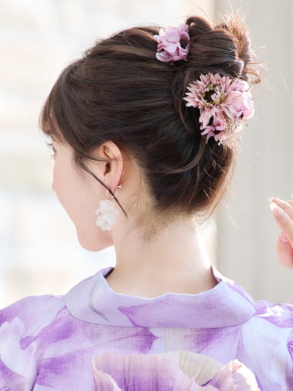 画像6: 【即日発送】【浴衣】ストライプ地 /グラデーション木蓮浴衣  【浴衣３点セット 浴衣/帯/下駄】[YMT] (6)