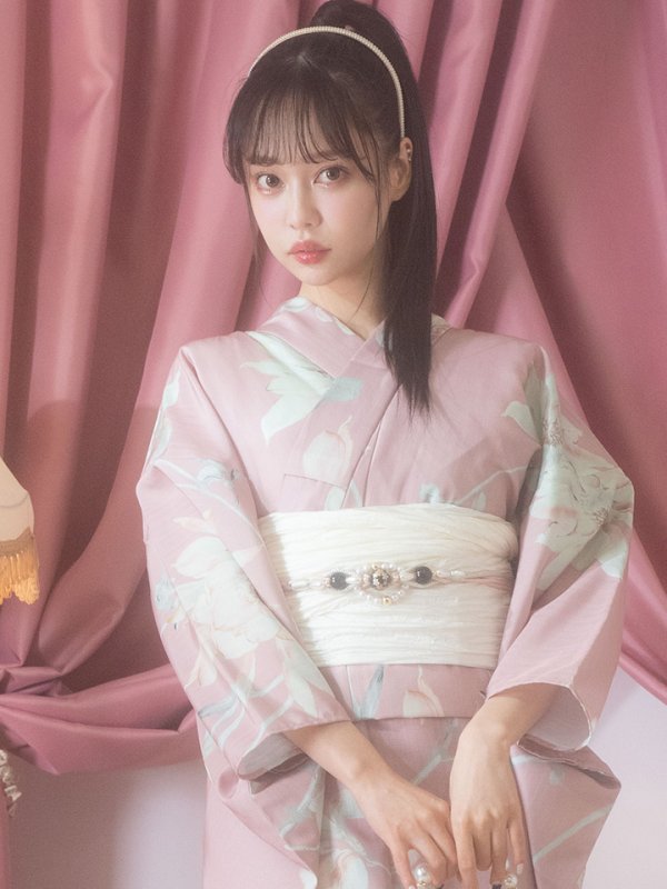 画像6: 【浴衣セール！】【即日発送】【浴衣】大人スウィート/ピンク地フラワー浴衣【浴衣３点セット 浴衣/帯/下駄】[OF04] (6)