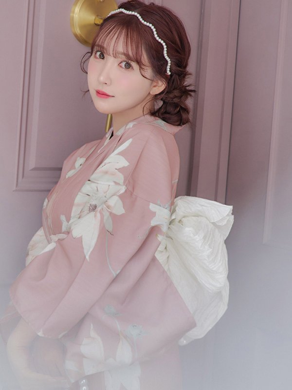 画像14: 【浴衣セール！】【即日発送】【浴衣】 大人スウィート/ピンク地フラワー浴衣【浴衣３点セット 浴衣/帯/下駄】[YMT] (14)