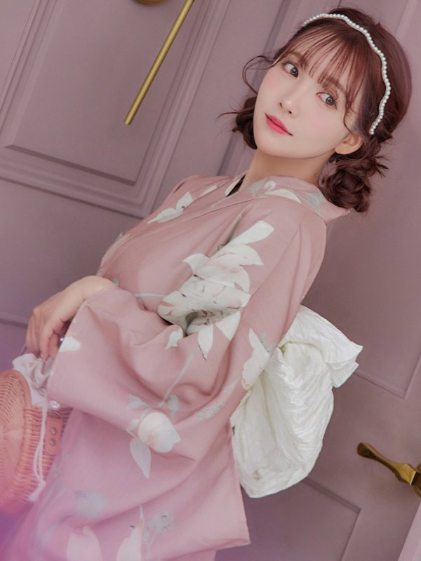 画像3: 【浴衣セール！】【即日発送】【浴衣】 大人スウィート/ピンク地フラワー浴衣【浴衣３点セット 浴衣/帯/下駄】[YMT] (3)