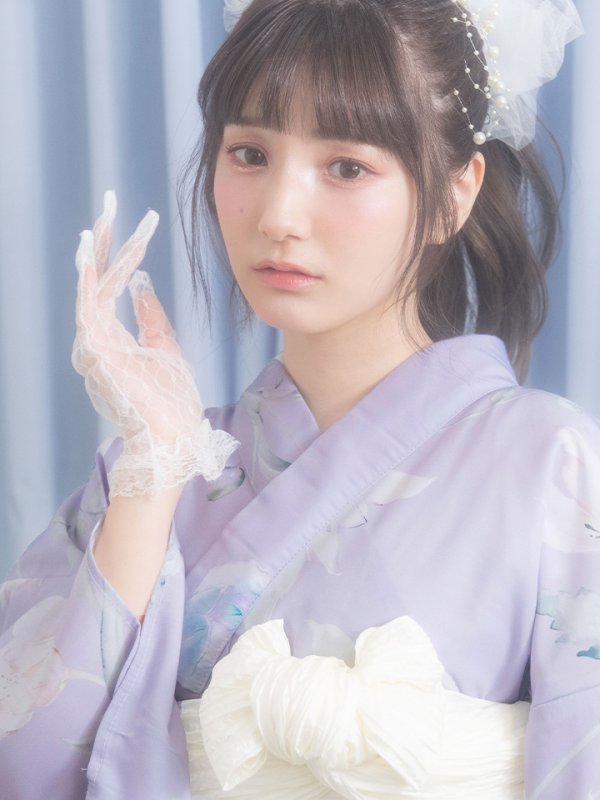 画像6: 【即日発送】【浴衣セール！】【浴衣】 ライラックの可憐な花浴衣【浴衣３点セット 浴衣/帯/下駄】[YMT] (6)